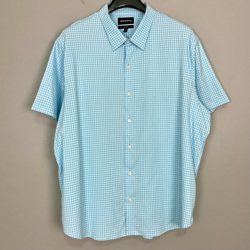 Bonobos Regular Fit Tech Shirt Men’s Size 2X Button Front Short Sleeves Classic